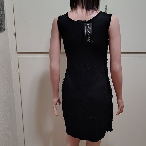 Rachael G Sleeveless Textured Satin Front Cocktail Dress, Black Unisex - Picture 3 of 12